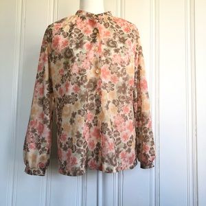 Center stage button up flower blouse